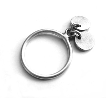 DOTS $85-sterling silver ring with sanding disk texture on flat circles (1/3" kinetic circles) made to size specifications